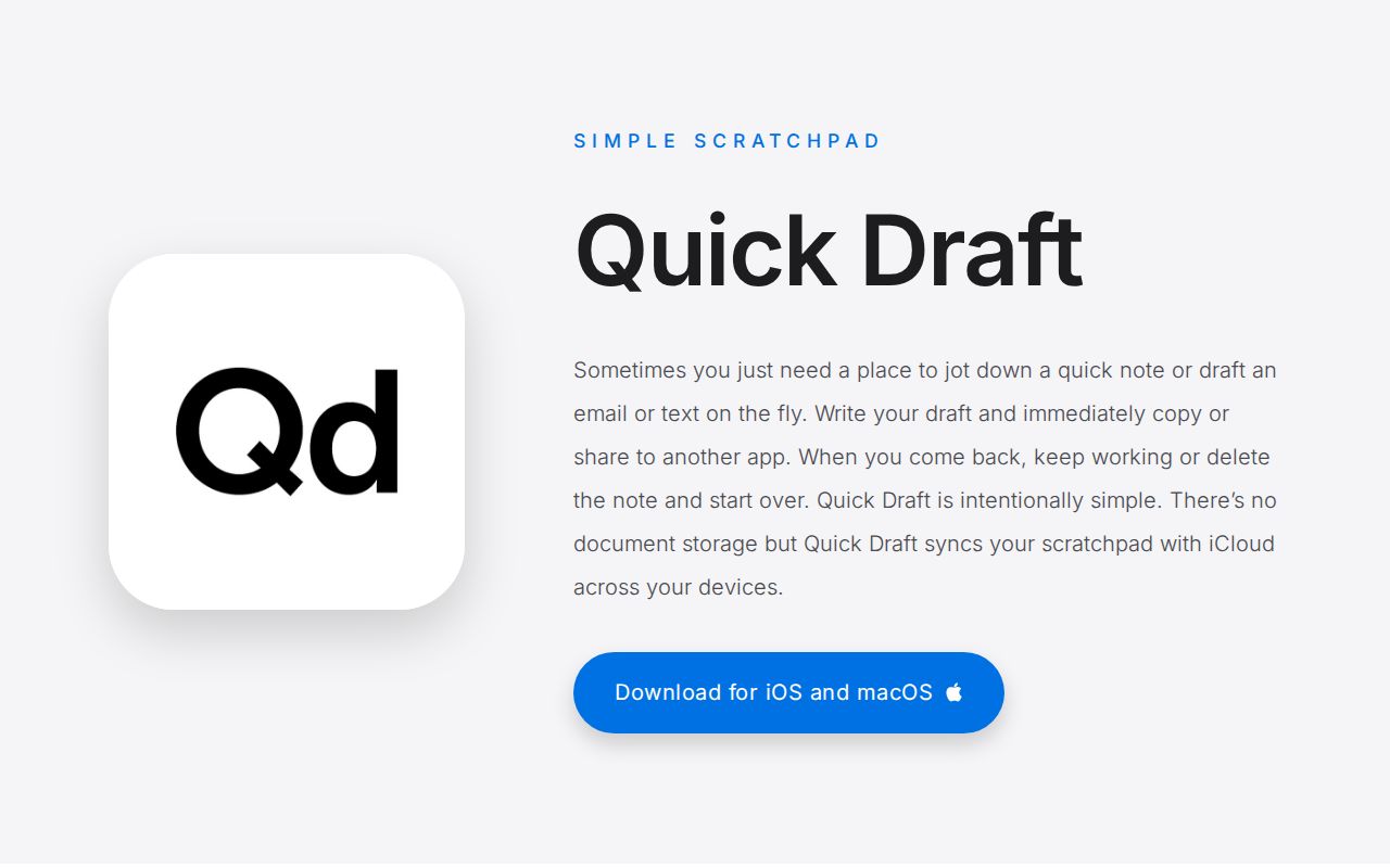 Quick Draft - Simple Scratchpad for iOS and macOS